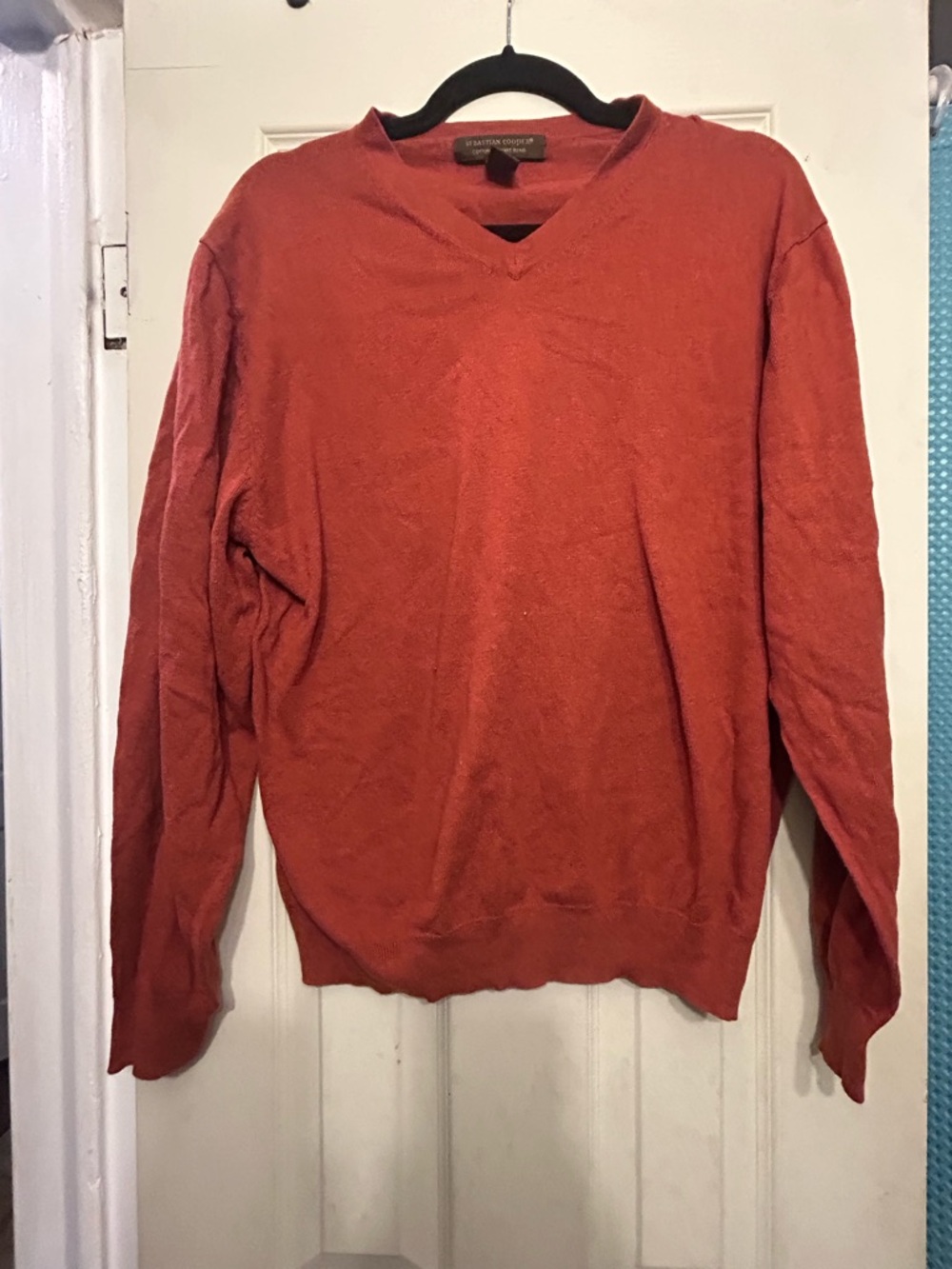 J. Crew Men's V-Neck Sweater in Burnt Orange
